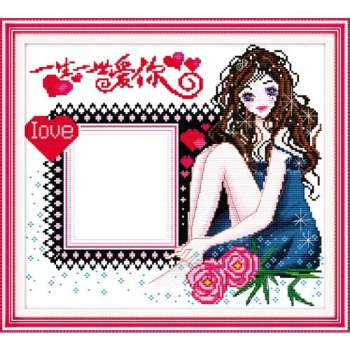 Love you for a lifetime cross stitch kit people 18ct 14ct 11ct count print canvas stitches embroidery DIY handmade needlework