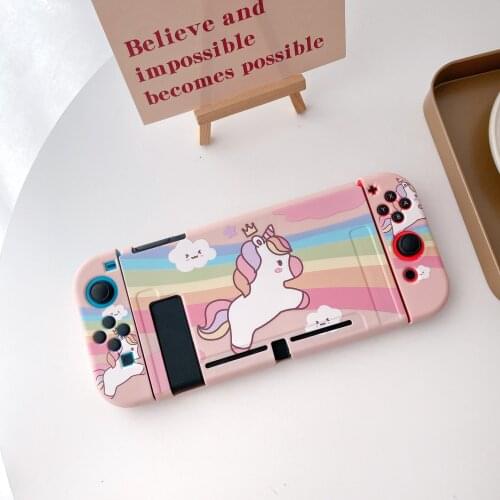 Cartoon Rainbow Unicorns Couples Soft TPU Full Cover Gamepad Switch Protective Case For Nintendo Switch