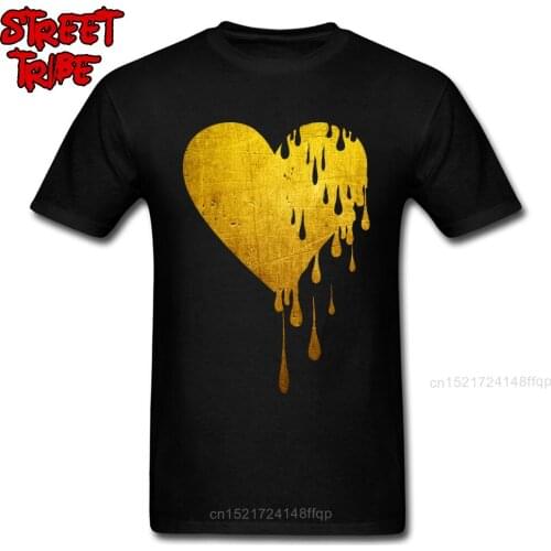 Heart T-shirt Print Men Punk Tshirts Vintage Tops Cotton Clothes Lover Tee 2018 Newest Bleeding Gold Heart Short Sleeve T Shirts