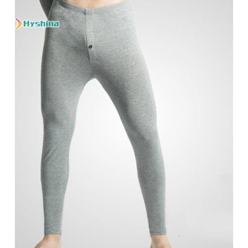 Mens pure cotton Lycra thin autumn pants mens autumn and winter tight bottomed large thermal pants