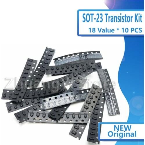 180PCS/Lot SOT-23 Transistor Kit Assorted Set S9012-S9014 BAV90 BAV70 MMBT5551 18 Kinds SMD Triode Kit SOT23 Transistor Set