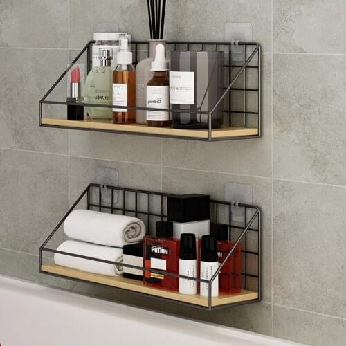 Wall Racks No Punching Living Room Creative Storage Artifact Wall Decoration Hanging Basket Bathroom Organizer Shelves