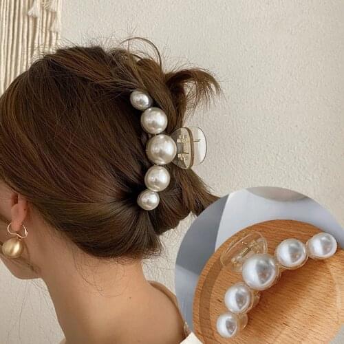 New Acrylic Hair Claws Clips Pearl Hairpins For Woman Large Size Barrette Crab Ladies Fashion Hair Accessories Hairgrip Headwear