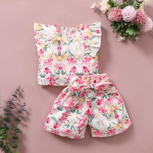 18Months-6Years New French Pastoral Girl Toddler Kids Baby Girls Floral Tops+Short Pants Outfit Clothes baby kleidung mädchen M4