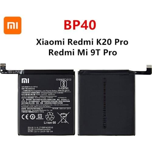 Xiao mi 100% Orginal BP40 4000mAh Battery For Xiaomi Redmi K20 Pro / Mi 9T Pro BP40 High Quality Phone Replacement Batteries
