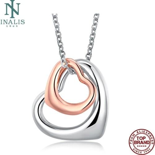 INALIS Pendant Necklaces For Women Sweet Hollow Heart White And Rose Golden Heart Romance Wedding Women Necklace Fashion Jewelry