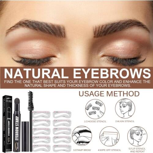 The Brow Stamp and Stencil Kit Eyebrow Printing Pen Set Is Easy Draw with The Natural Waterproofness of The Eyebrow Card