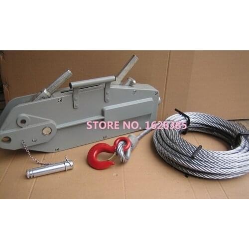 0.8TX20M Aluminum alloy manual wire rope pulling hoist, CE GS hand winch block steel wire rope hoist hand puller crane