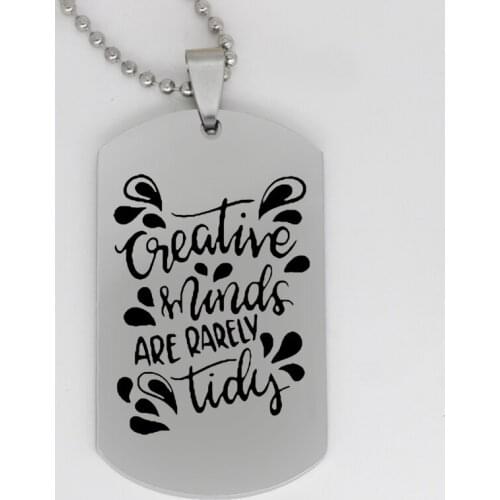 Ufine jewelry girl gift pendant army card creative minds are rarely tidy stainless steel customed necklace N4291