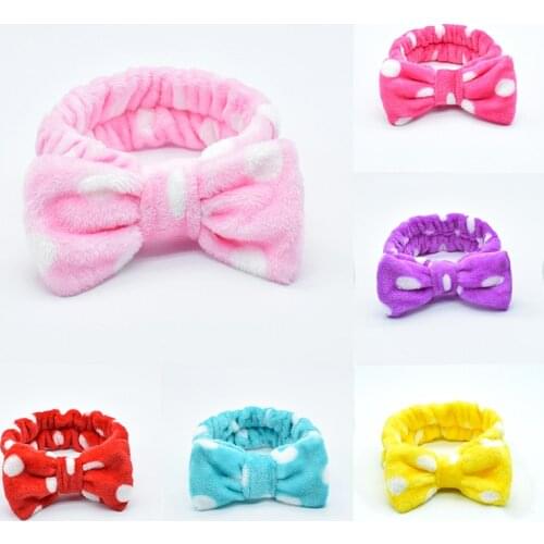 Cute Wash Face Hair Holder Hairbands Coral Fleece Bow Soft Hairband Makeup Headwrap Turban Elastic Headband Hair Accessories