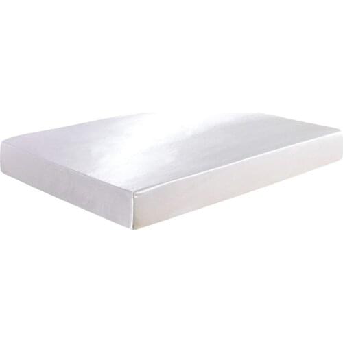Satin Faux Silk Fitted Sheet with Elastic band Solid Color Mattress Cover Elastic Band Single Double Full Queen King Bed Sheets