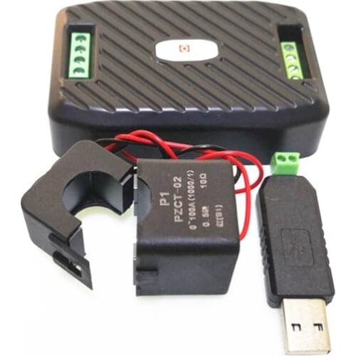 AC Single Phase Watt Energy Meter With Split CT&USB RS485 Modbus 220V 100A Voltage Current Frequency Power Factor Kwh Meter