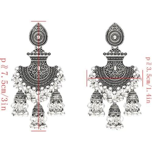 Retro Egypt Bells Tassel Jhumka Drop Earrings Fashion Women Indian Gypsy Jewelry