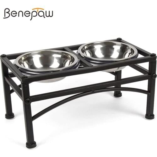 Benepaw Stainless Steel Raised Dog Bowls With Stand Rustproof Antiskid Safe Food Puppy Pet Feeder Drinking Easy To Install