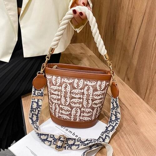 Printed Shoulder Bucket Bags For Women Handbags Women PU Shoulder Messenger Bag Female Retro Daily Totes Lady Elegant Handbags