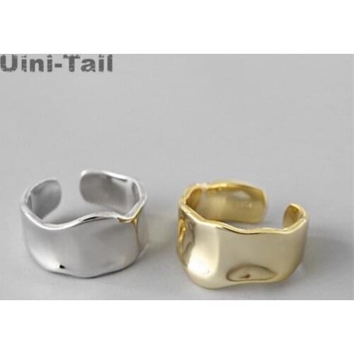 Uini-Tail Hot Sale New 925 Sterling Silver Bump Gloss Open Ring Irregular Wave Wide Face Fashion Tide Flow High Quality ED634