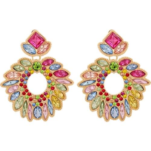 Vintage Crystal Drop Earrings Za Colorful Zircon Dangle Earring Jewelry For Women Infinity Stones Ear Rings 2021 Drop Shipping