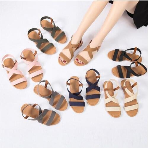 2021Womens Sandals Spring Summer Ladies Shoes Low Heel Anti Skidding Beach Shoes Peep-toe Casual Walking Flat Sandalias Female