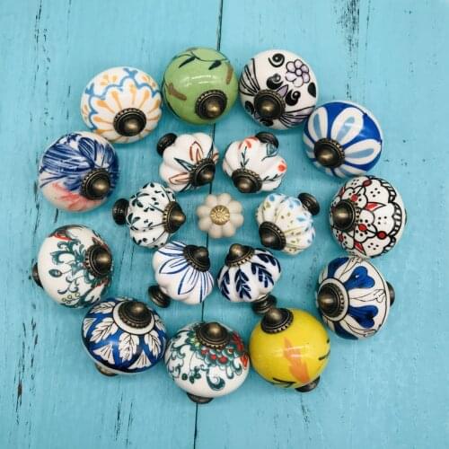 1pcs Handmade Ceramic Dresser Knobs Drawer Handle Colorful Decorative Floral Pumpkin Boho Home Decor Hardware Pull Knobs