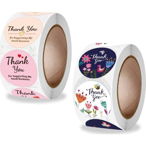 100-500 Round Flower Thank You Baking Wedding Party Gift Decoration Reward Scrapbook Sticker Envelope Sealing Sticker Stationery