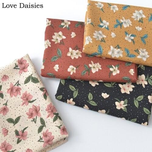 Gardenia Small Flower Floral Dot 100% Rayon Thin Soft Smooth fabric Textile for Summer Apparel Dress Shirt Blouse Top Nightdress