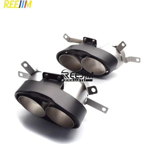 2 PCS Carbon Fiber Exhaust Tip Auspuffspitze punta de escape For Rudi RS6 Exhaust Tips Exhaust Car Styling