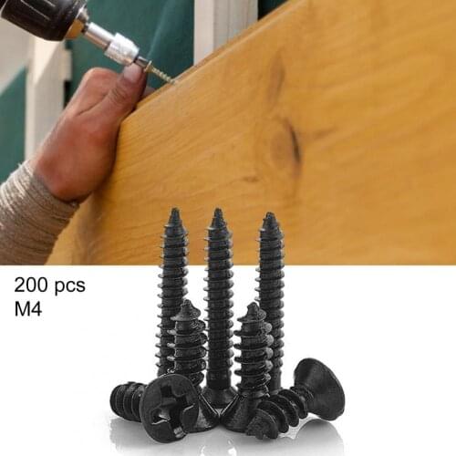 200Pcs/Set High Strength-M4 Screws Self Tapping Versatile Carbon Steel Gypsum Board Cross Screws for Electronic Communications