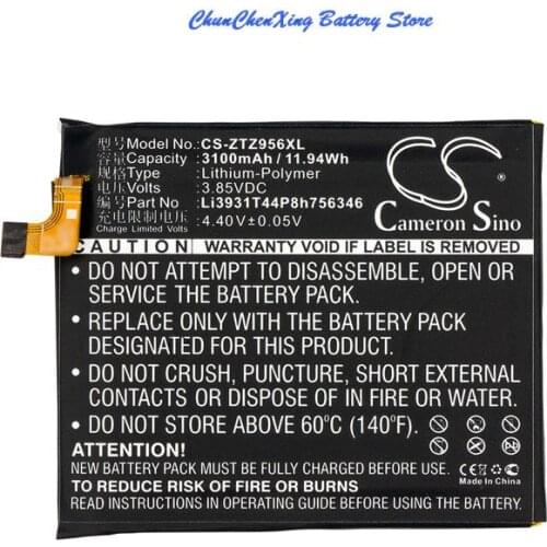 Cameron Sino 3100mAh Battery Li3931T44P8h756346 for ZTE A2017U, Axon 7,Axon 7s, Axon 8, Blade V8 Pro, Z978, Z971, Grand X4, Z956