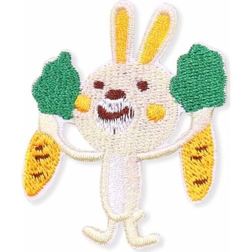 3PCS Cartoon Rabbit Carrot Patches DIY Cute Applique for Backpacks Jacket Iron on Embroidery Patches for Clothing Accessories