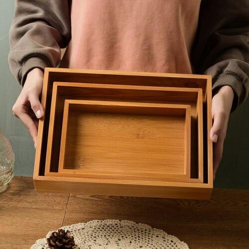 Bamboo Wood Tray Rectangular Plates for Food Snack Portable Fruit Dishes Wooden Perfume Tray Dinner Plate Desktop Organizer