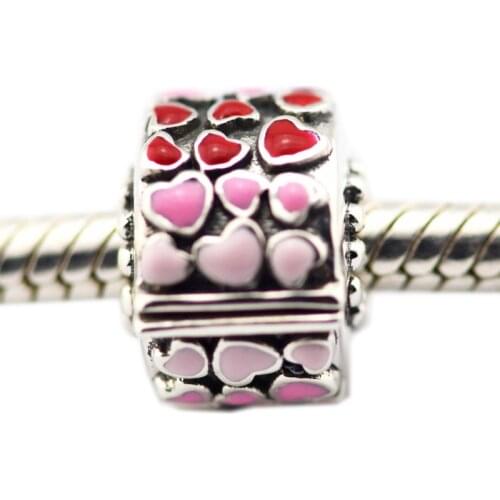 Fits for Pandora Charms Bracelets 100% 925 Sterling-Silver-Jewelry Burst of Love Clip Beads with Mixed Enamel Free Shipping