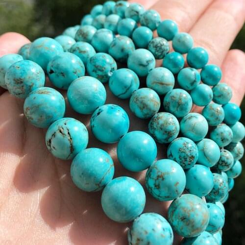 Natural Stone Blue Turquoises Beads Round Loose Spacer Beads For Jewelry Making 15Inch 4 6 8 10 12MM DIY Charm Bracelet Necklace