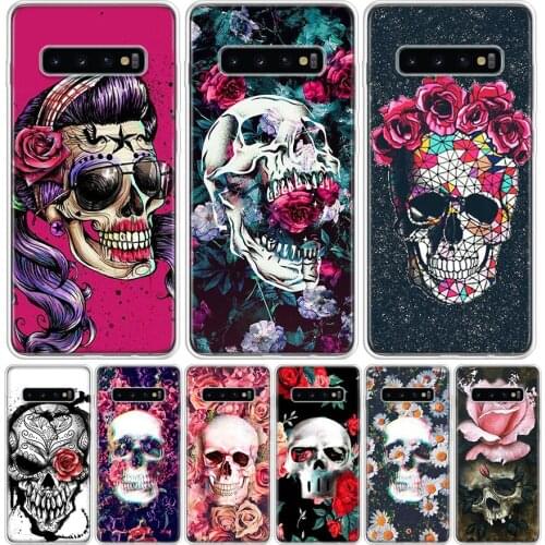 Floral Flower Skull Phone Case For Samsung Galaxy A50 A70 A30S A51 A71 A10 A20E A40 A90 A20S M30S A6 A7 A8 A9 Plus Coque