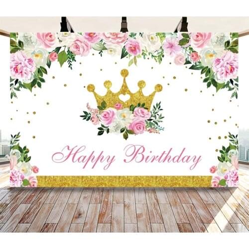 Yeele Flowers Baby Birthday Photocall For Child Golden Glitter Photography Backdrops Photographic Backgrounds For Photo Studio