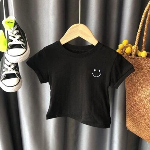 Childrens short-sleeved T-shirt boys tops girls pure cotton childrens clothing P4788