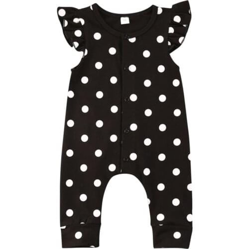 2020 Baby Summer Clothing Infant Newborn Baby Romper Girls Polka Dot Print Flounced Sleeve Jumpsuit