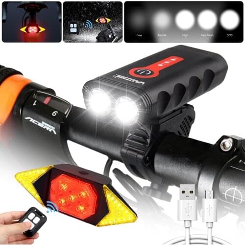 Upgrade USB Rechargeable Bicycle Light XM-L2 LED Front Bike Handlebar Lamp Cycling Headlight with Built-in Battery + Rear Lamp