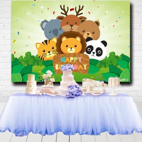 Animals Safari Jungle Party Backdrops Kids 1st Birthday Party Photography Backgrounds For Photo Studio Custom Photocall