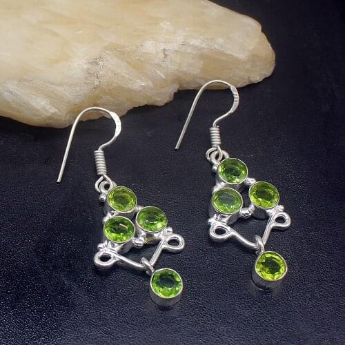 Gemstonefactory Big Promotion Unique 925 Silver Green Peridot Amazing Charm Women Ladies Gifts Dangle Drop Earrings 20212232