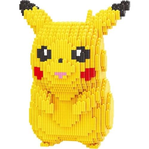 1860pcs+ Pikachu Connection Building Blocks Pokemon 3D Model Assembled 34cm Diamond Mirco Bricks Figure Toy For Kids
