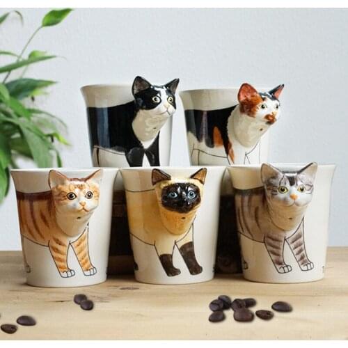 New Design Creative Ceramic 3D Mug,coffee Milk Puer Tea Mugs 3D Animal Shape Hand Painted Animals Giraffe Cow Monkey Cup Gift