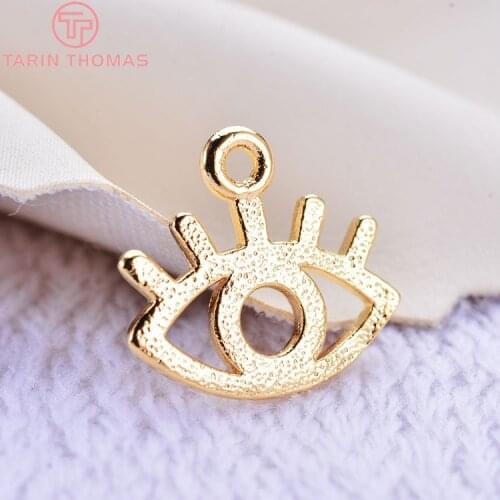 10PCS 9x13MM 24K Gold Color Plated Brass Eye Charms Pendants High Quality Diy Jewelry Accessories