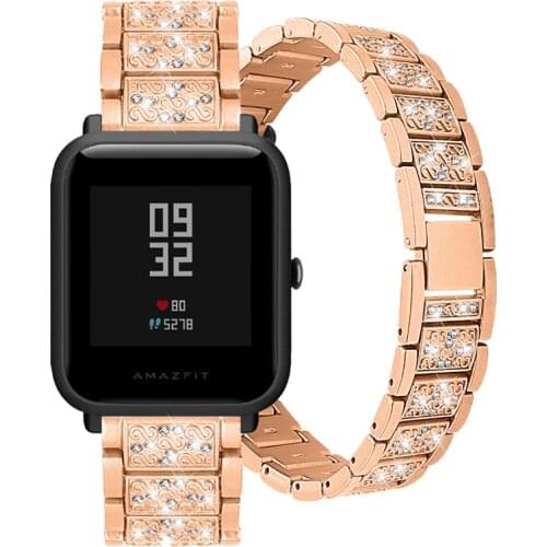 Metal Strap For Xiaomi Huami Amazfit Bip Smart Watch Stainless Steel Diamante Watchband Bracelet For Amazfit GTR 42mm/GTS