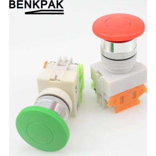 Momentary & Fixed mushroom Push Button Switch NO+NC