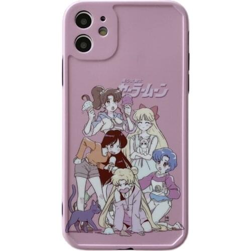 Cartoon Sailor Moon Soldiers Case for iPhone 12 Pro Max Back Phone Cover for 12 Mini 11 Pro Max X XS XR 8 7 Plus SE 2020 Capa