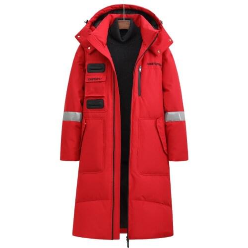 2021 New Winter Long Down Coat Men Hooded Warm Thick Down Parka Solid Color Hooded Male Down Jacket Thick Streetwear Size 4XL