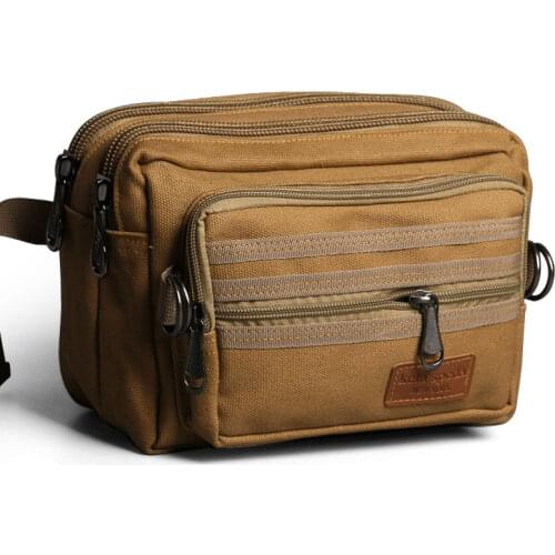 2019 Men Casual Durable Waist Pockets Belt Canvas New Hip Hop Army Bag Zipper Phone Pocket