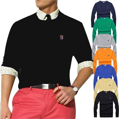 Brand Sweater Men Fashion Casual Pure Color 100% Cotton O-Neck Spring Autumn Knitwear Pullover Clothing Jersey 8507
