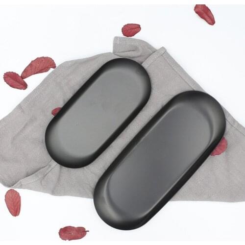 Black matte Dining Plate Stainless Steel Dessert Nut Fruit Cake Tray Snack Kitchen Western Steak