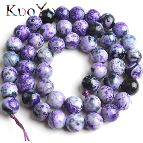 Natural Purple Fire Agates Stone Beads Round Loose Spacer Beads 15"Inches 6/8/10mm For Jewelry Making Diy Bracelet Necklace
